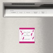 ホットピンクの羽が日付を保存 マグネット (インサイチュ (食洗機))