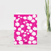 ホットピンクの背景に白い花を色付けする誕生日カード カード (裏面)
