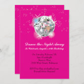 ホットピンクの背景を持つディスコパーティの招待状 招待状 (正面/裏面)