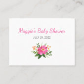 ホットピンクの花々は何枚のブライダルシャワーゲーム 名刺 (裏面)