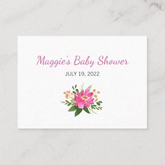 ホットピンクの花々は何枚のブライダルシャワーゲーム 名刺 (裏面)