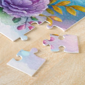 ホットピンクの花かわいいベビーゾウとママ ジグソーパズル (側面)