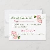 ホットピンクの花が緑葉色 出欠カード (正面)