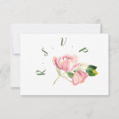 ホットピンクの花が緑葉色 出欠カード (裏面)