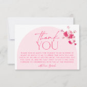 ホットピンクの花のウェディングシャワーの感謝カード サンキューカード (正面)