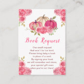 ホットピンクの花のカボチャのベイビーシャワーの本のご請求 エンクロージャーカード (正面)