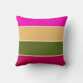 ホットピンクの花のストライプ花 クッション (裏面)