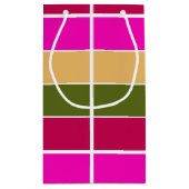 ホットピンクの花のストライプ花 スモールペーパーバッグ (裏面)