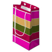 ホットピンクの花のストライプ花 スモールペーパーバッグ (正面アングル)