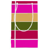 ホットピンクの花のストライプ花 スモールペーパーバッグ (正面)