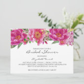 ホットピンクの花のブライダルシャワーの招待 招待状 (スタンド正面)