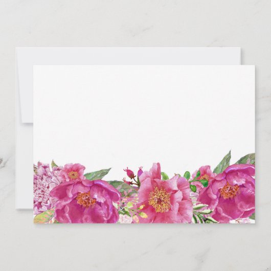 ホットピンクの花のブライダルシャワーの招待 招待状 (裏面)