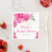 ホットピンクの花のブライダルシャワー スタンダードカクテルナプキン (インサイチュ)
