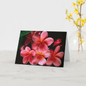 ホットピンクの花のメモカード カード (黄色い花)