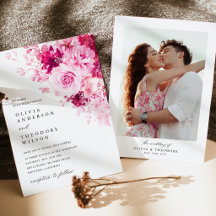 ホットピンクの花の写真の裏側の結婚式