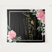 ホットピンクの花の卒業パーティー写真用背景 タペストリー (正面(横))