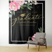 ホットピンクの花の卒業パーティー写真用背景 タペストリー (インサイチュ)