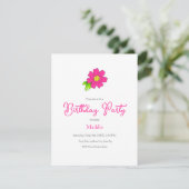 ホットピンクの花の招待状 招待状 (スタンド正面)