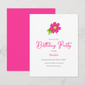 ホットピンクの花の招待状 招待状 (正面/裏面)