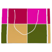 ホットピンクの花の正方形 ラージペーパーバッグ (正面)