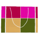 ホットピンクの花の正方形 ラージペーパーバッグ (裏面)