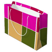 ホットピンクの花の正方形 ラージペーパーバッグ (裏面アングル)