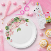 ホットピンクの花の緑葉の蝶類 ペーパープレート (パーティー)