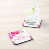 ホットピンクの花の花嫁シャワー コースター (右側)