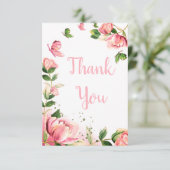 ホットピンクの花の蝶結婚類 サンキューカード (スタンド正面)