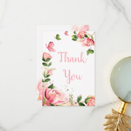 ホットピンクの花の蝶結婚類 サンキューカード