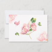 ホットピンクの花の蝶結婚類 サンキューカード (裏面)