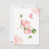 ホットピンクの花の蝶結婚類 サンキューカード (裏面)