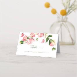 ホットピンクの花の蝶結婚類 プレイスカード