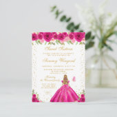 ホットピンクの花の金髪プリンセス スイート16 ポストカード (スタンド正面)