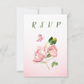 ホットピンクの花は緑葉のタチョウ 出欠カード (裏面)