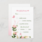 ホットピンクの花は緑葉のタチョウ 出欠カード (正面/裏面)