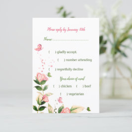 ホットピンクの花は緑葉のタチョウ 出欠カード