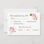 ホットピンクの花は緑葉のタチョウ 出欠カード (正面)