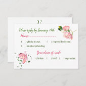 ホットピンクの花は緑葉のタチョウ 出欠カード (正面/裏面)