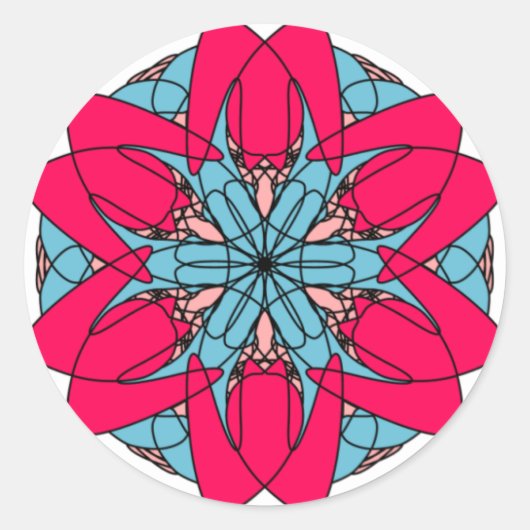 ホットピンクの花シール ラウンドシール (正面)