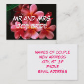 ホットピンクの花柄の新しい家の住所カード 名刺 (正面/裏面)