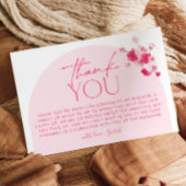 ホットピンクの花柄 ウェディングシャワーの感謝カード サンキューカード