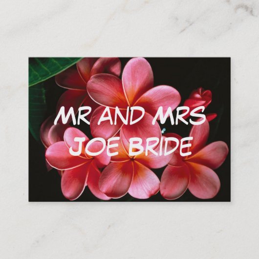 ホットピンクの花柄 新居宛名カード 名刺 (正面)