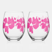 ホットピンクの花 ステムなしワイングラス (左)