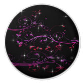 ホットピンクの花 セラミックノブ (正面)