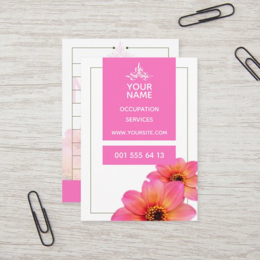 ホットピンクの花 – 名刺 (正面/裏面インサイチュ)