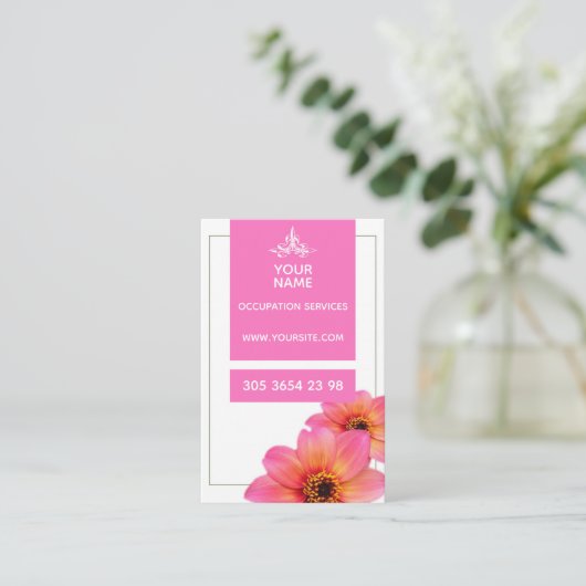 ホットピンクの花 – 名刺 (スタンド正面)