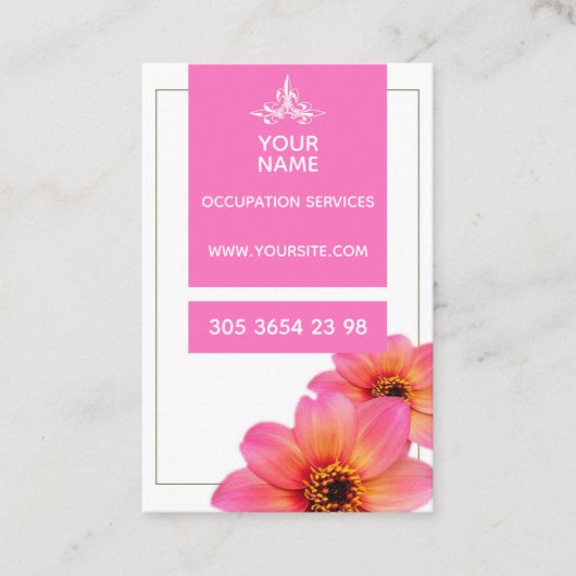 ホットピンクの花 – 名刺 (正面)