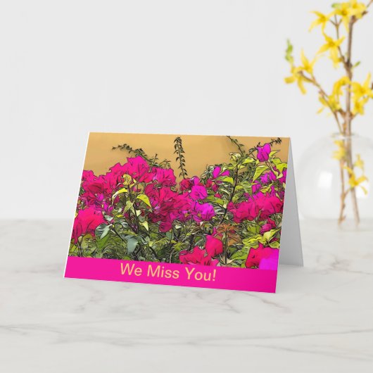 ホットピンクの花 – Curacao カード (黄色い花)