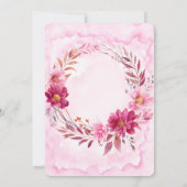 ホットピンクの菊の花のブライズシャワー 招待状 (裏面)